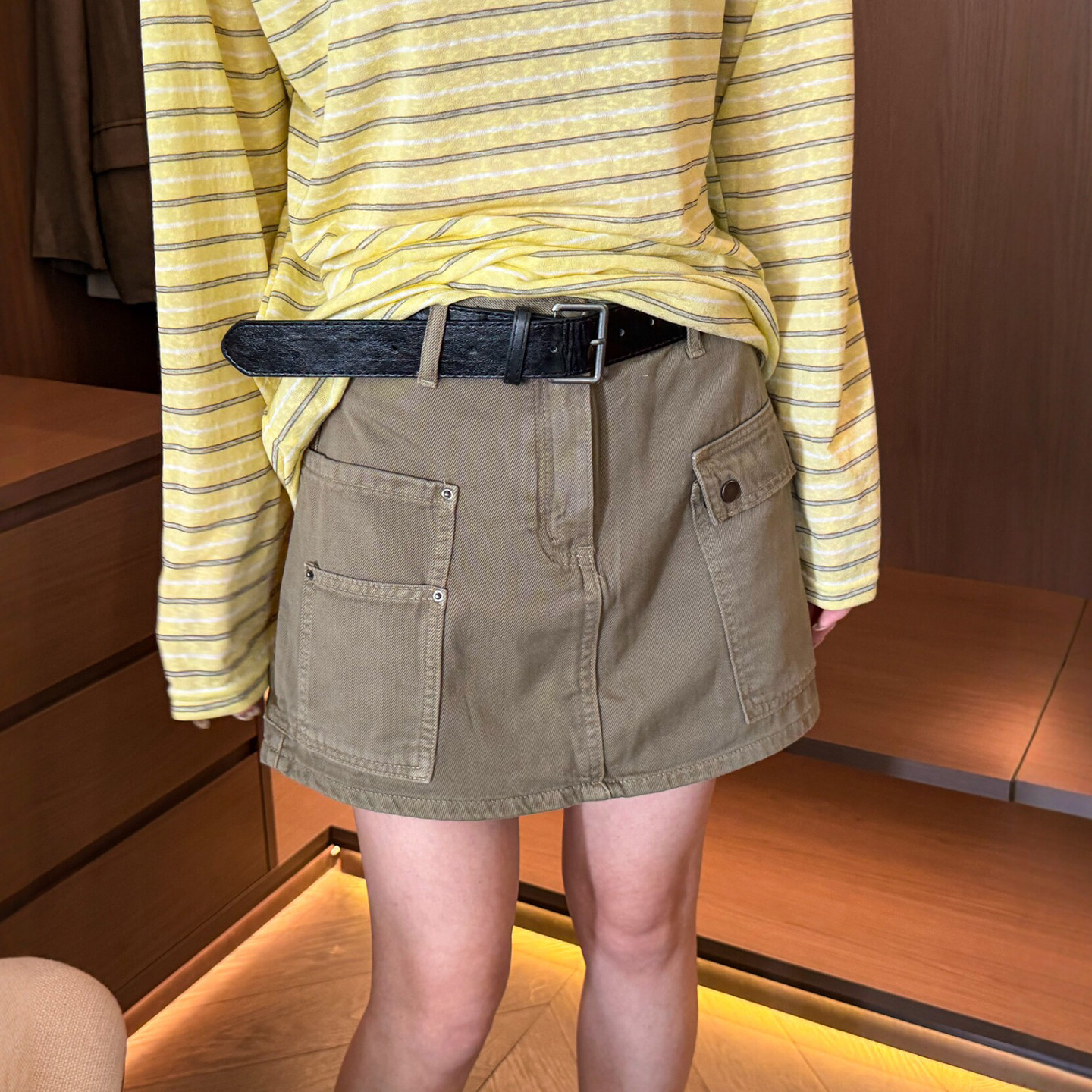双口袋工装A字半身裙女欧洲站2026夏装新款欧货女装短裙包臀裙潮