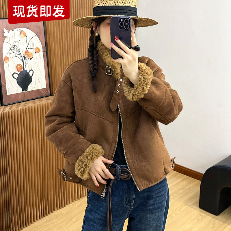 羊羔毛皮毛一体加厚外套女欧洲站