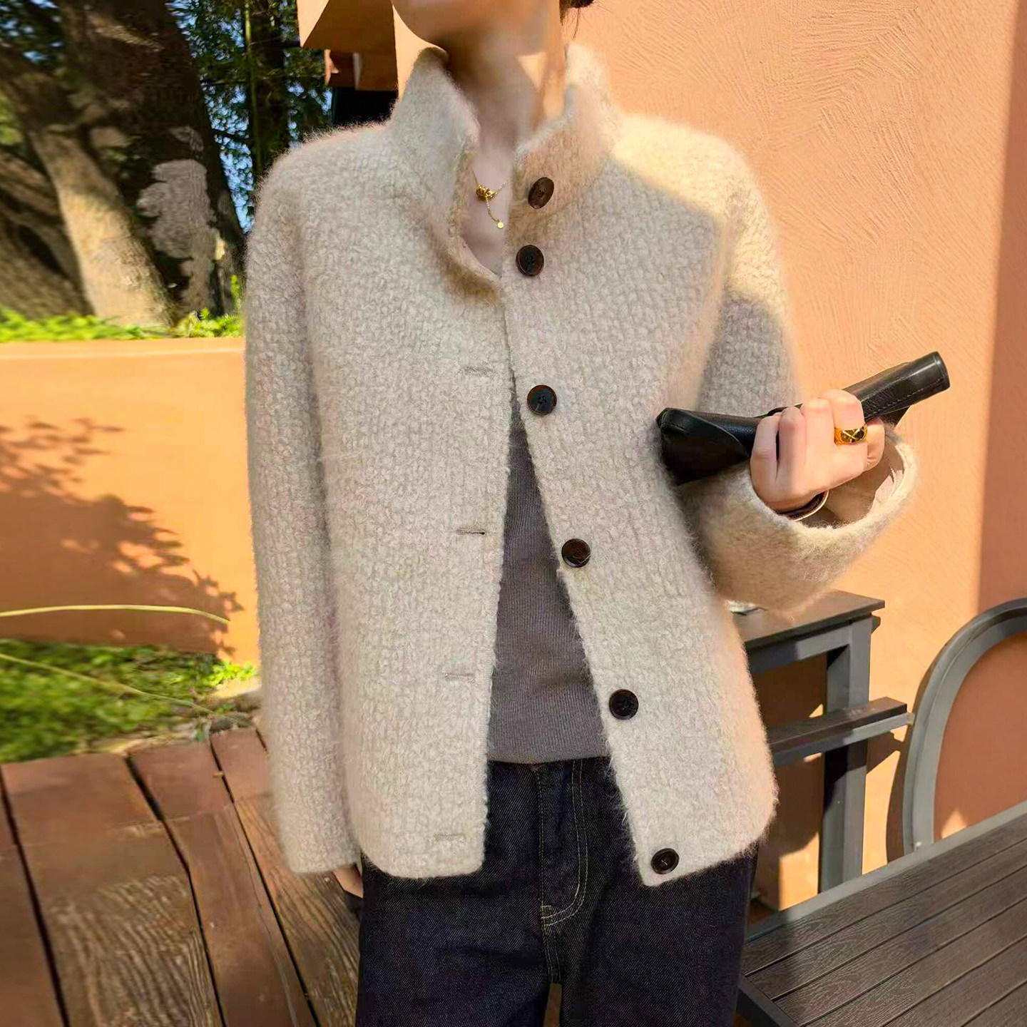 颗粒绒羊羔毛皮毛一体外套女欧货