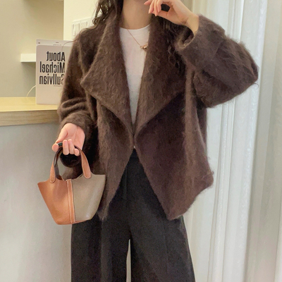 不规则双面羊绒大衣女欧洲站外套