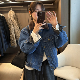 狐狸毛领牛仔羽绒服外套女欧洲站2025冬装新款欧货女装加厚外套潮