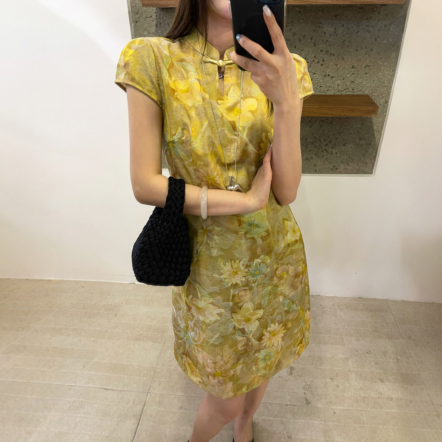 新中式国风提花旗袍连衣裙女欧货