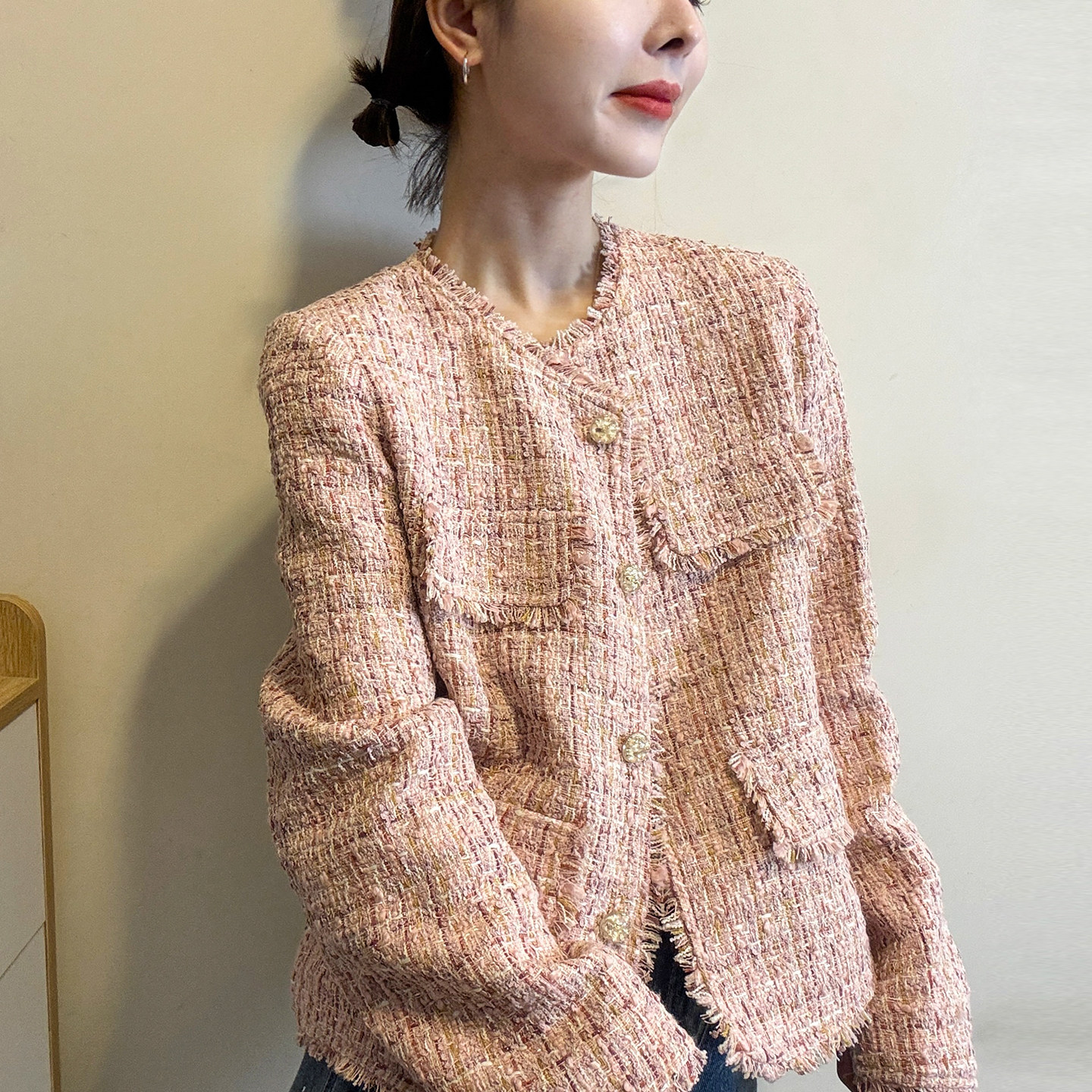 小香风粗花呢短款外套女欧洲站2026春装新款欧货女装小个子上衣潮