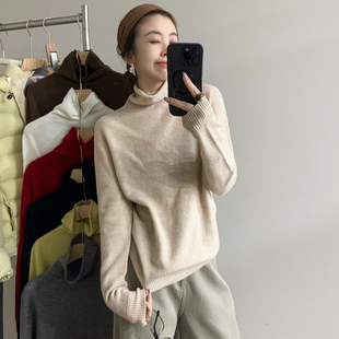 打底小衫 堆堆领细羊毛高领针织衫 欧货女装 新款 潮 女欧洲站2025冬装
