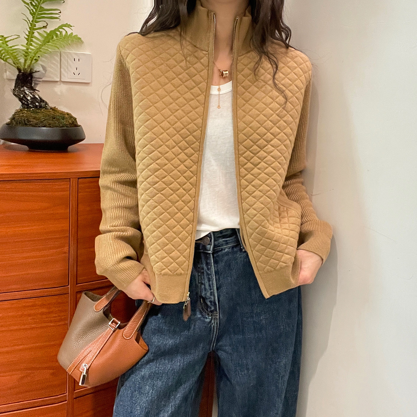 复古压格加棉羊毛外套女欧货上衣