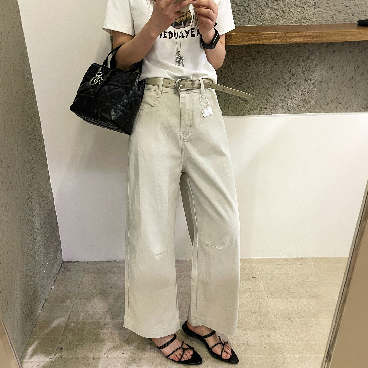 米杏色直筒阔腿牛仔裤女欧洲站2026春装新款欧货女装时尚九分裤潮