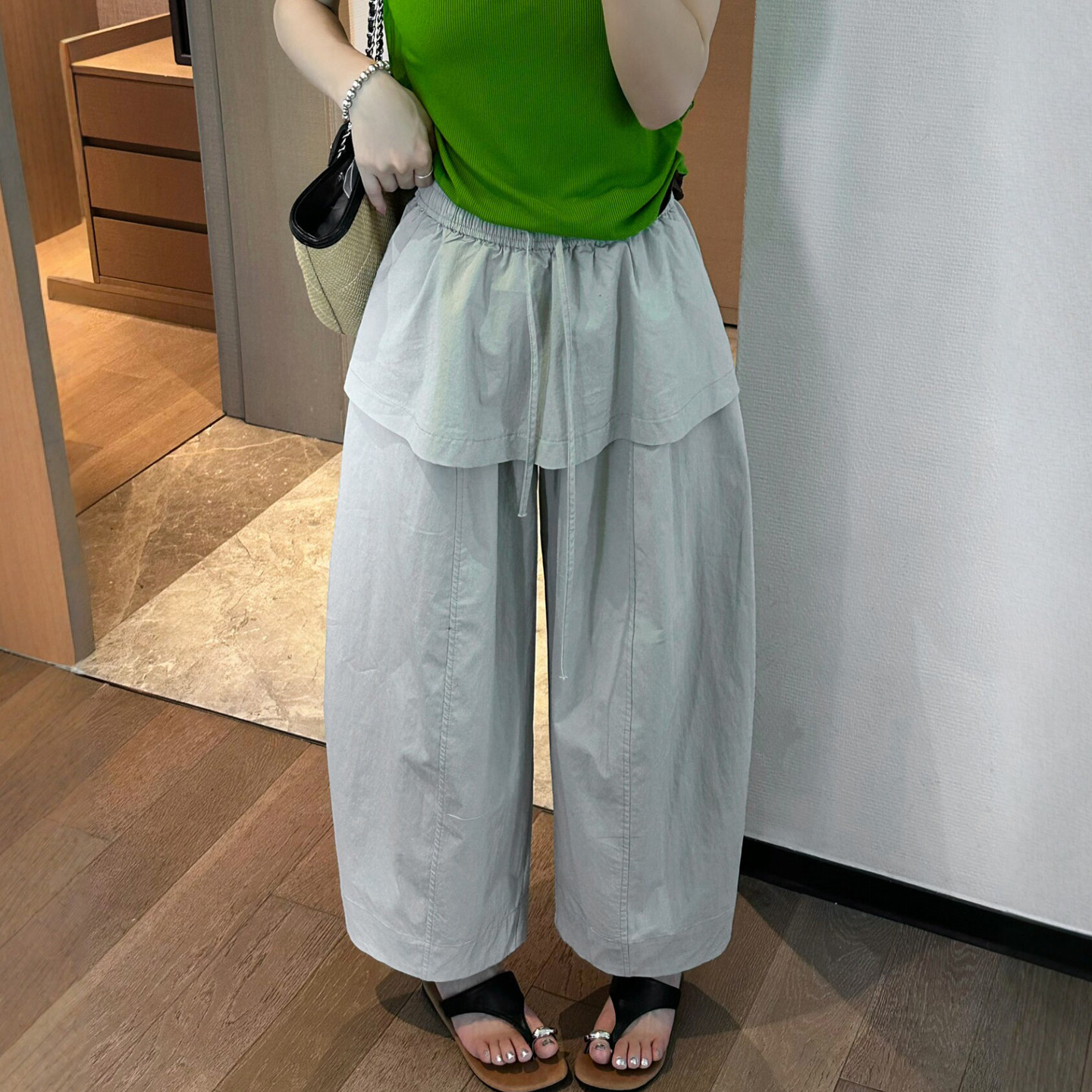 假两件屁帘花苞阔腿裤女欧洲站2026夏季新款欧货女装九分休闲裤潮