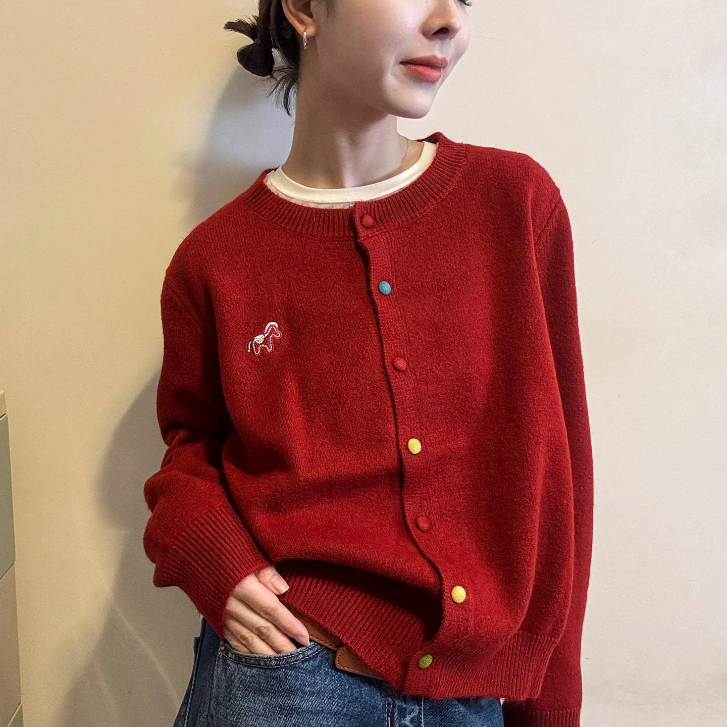 小马刺绣羊毛针织开衫女欧洲站2025冬装新款欧货女装毛衣打底衫潮,女装/女士精品,毛针织衫,淘宝优惠券,粉丝福利购,淘宝优惠卷