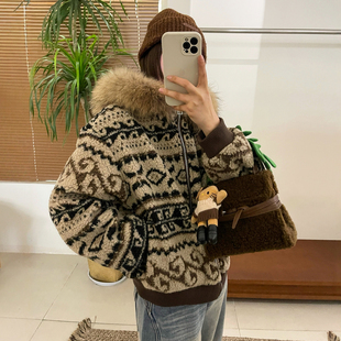 小个子外套潮 欧货女装 羊羔毛连帽毛领羽绒服女欧洲站2025冬装 新款