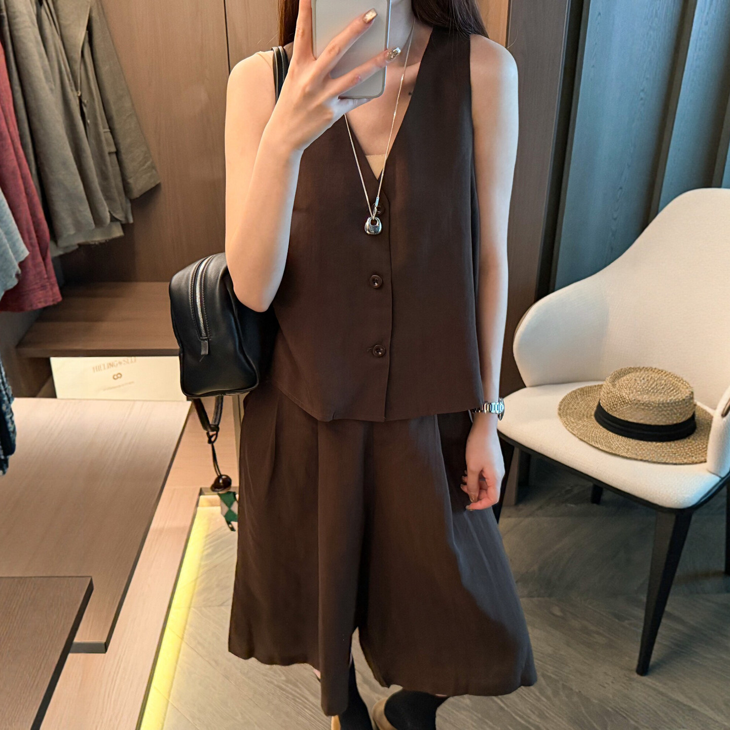 西装马甲阔腿裤两件套装女欧洲站