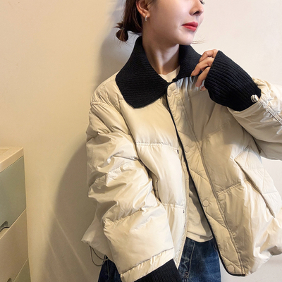 羊绒针织翻领羽绒服女欧货2025冬