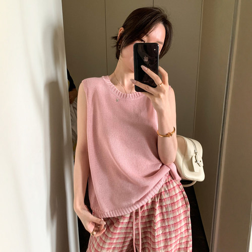 后背纽扣冰丝针织开衫女欧洲站潮