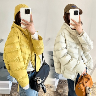 90白鸭绒连帽面包羽绒服女欧洲站2026秋季新款欧货女装短款外套潮