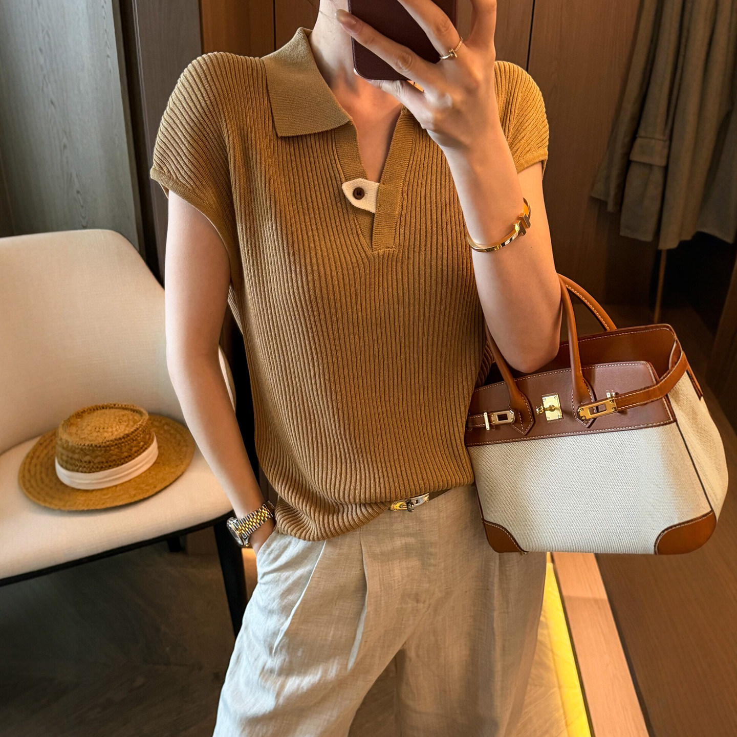 POLO领莱赛尔亚麻针织衫女欧洲站