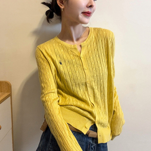 欧货女装 复古刺绣麻花纹冰丝针织开衫 女欧洲站2026春装 新款 潮 小衫