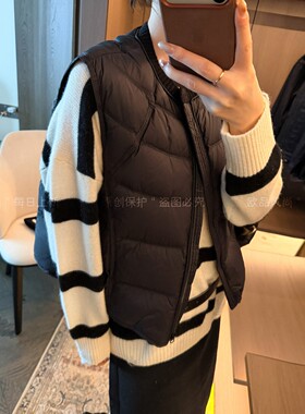 90白鸭绒针织立领羽绒马甲女欧货
