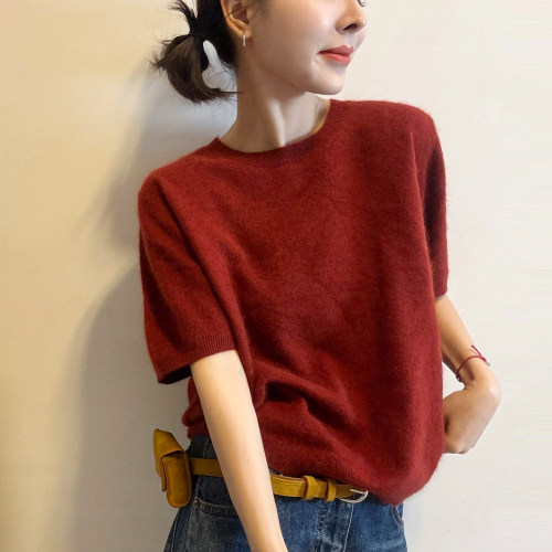 泡泡袖拉毛羊绒针织衫女欧洲站潮