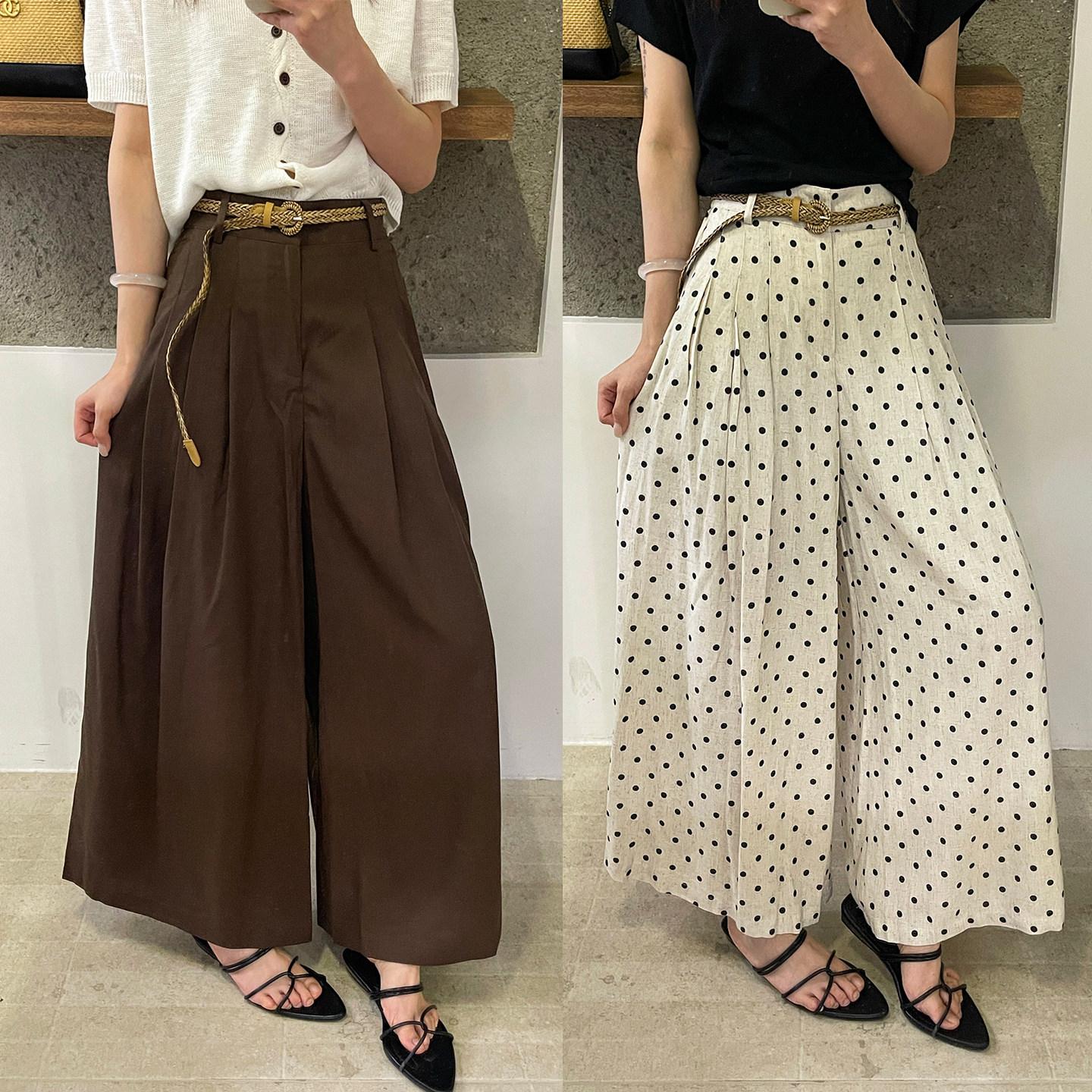 配腰带九分麻料阔腿裙裤女欧洲站2026夏季新款欧货女装休闲裤子潮