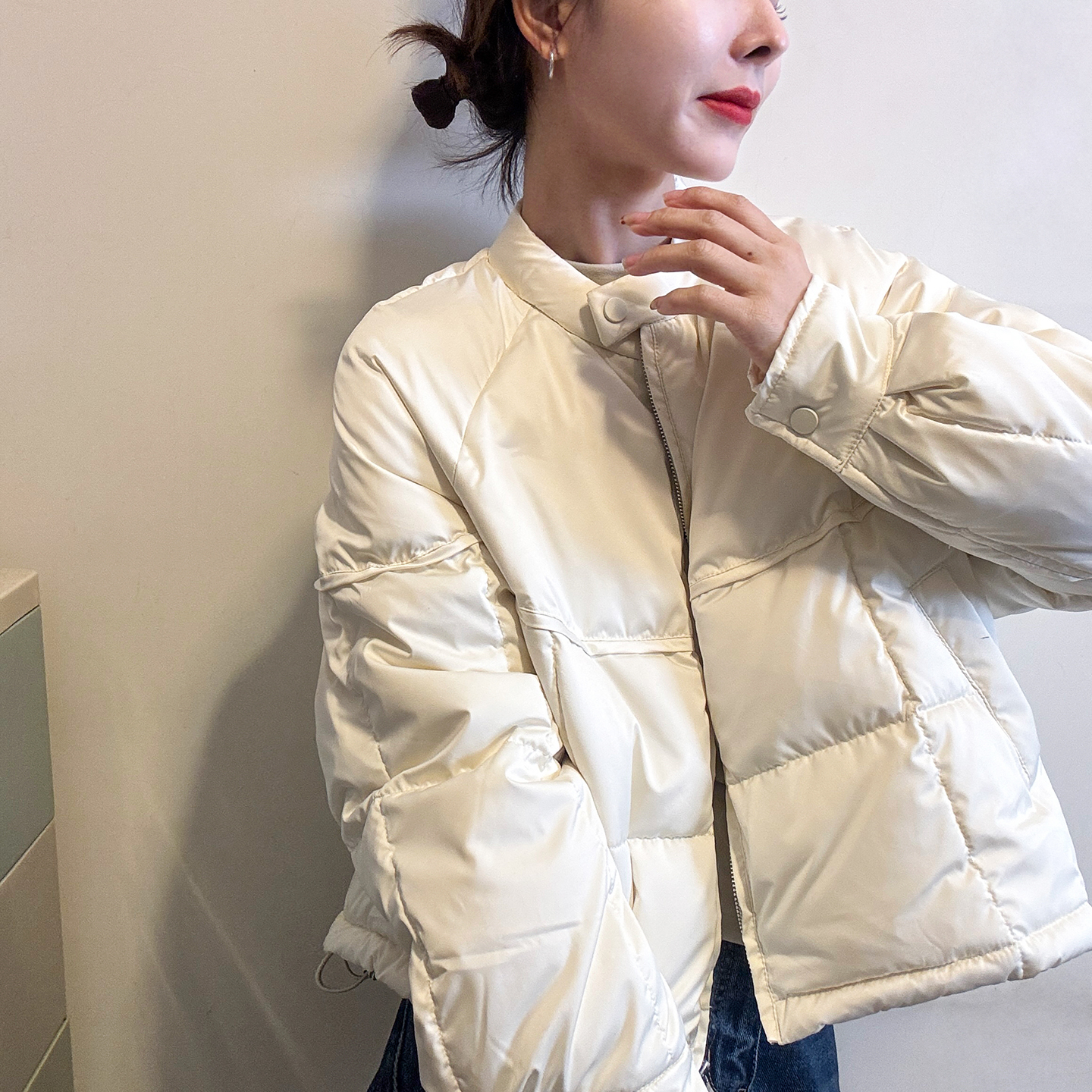 棒球领A字羽绒服外套女欧洲站潮