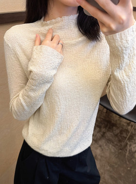 肌理感木耳边羊毛针织衫女欧洲站