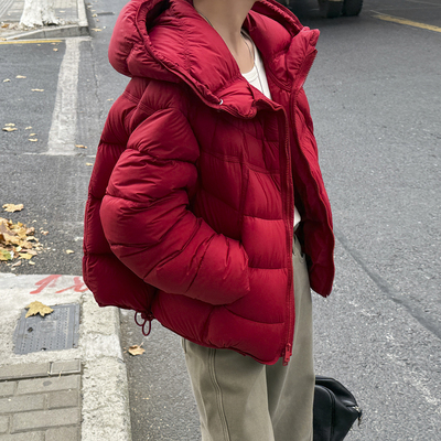 复古连帽面包羽绒服女欧洲站外套