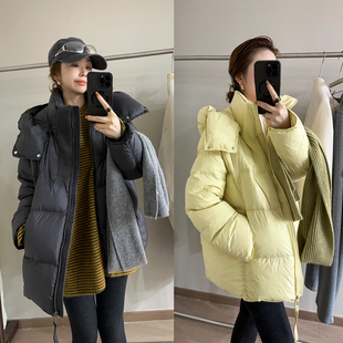 时尚 欧货女装 加厚外套潮 新款 复古连帽面包羽绒服女欧洲站2025冬装