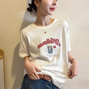 复古印花修身短袖T恤女欧洲站2026春装新款欧货女装时尚打底衫潮