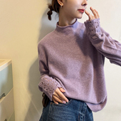 女欧洲站2025冬装 新款 欧货女装 小半高领镂空羊毛针织衫 打底小衫 潮