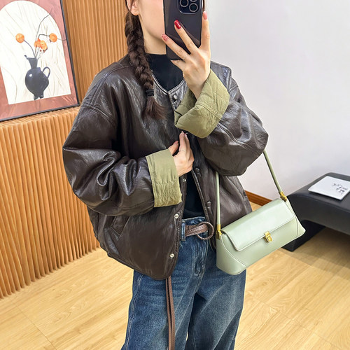 两面穿蛋白皮羽绒服外套女欧洲站