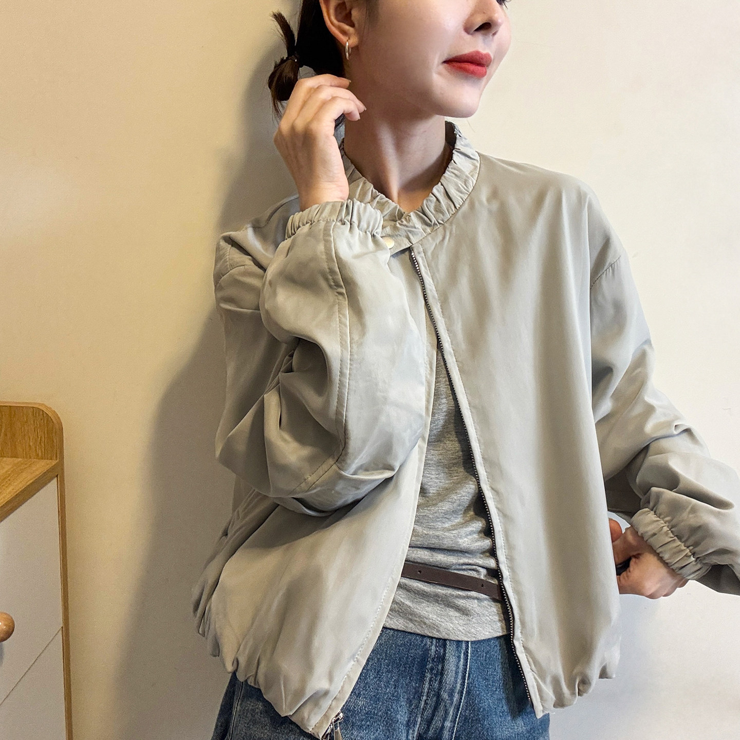 木耳边棒球服短款外套女欧洲站2026春装新款欧货女装小个子夹克潮