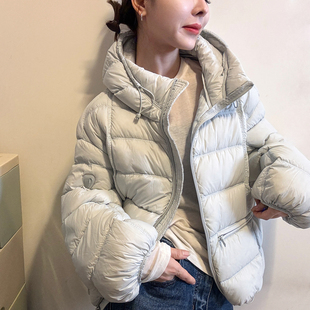 时尚 欧货女装 短外套潮 新款 200克连帽面包羽绒服女欧洲站2025冬装