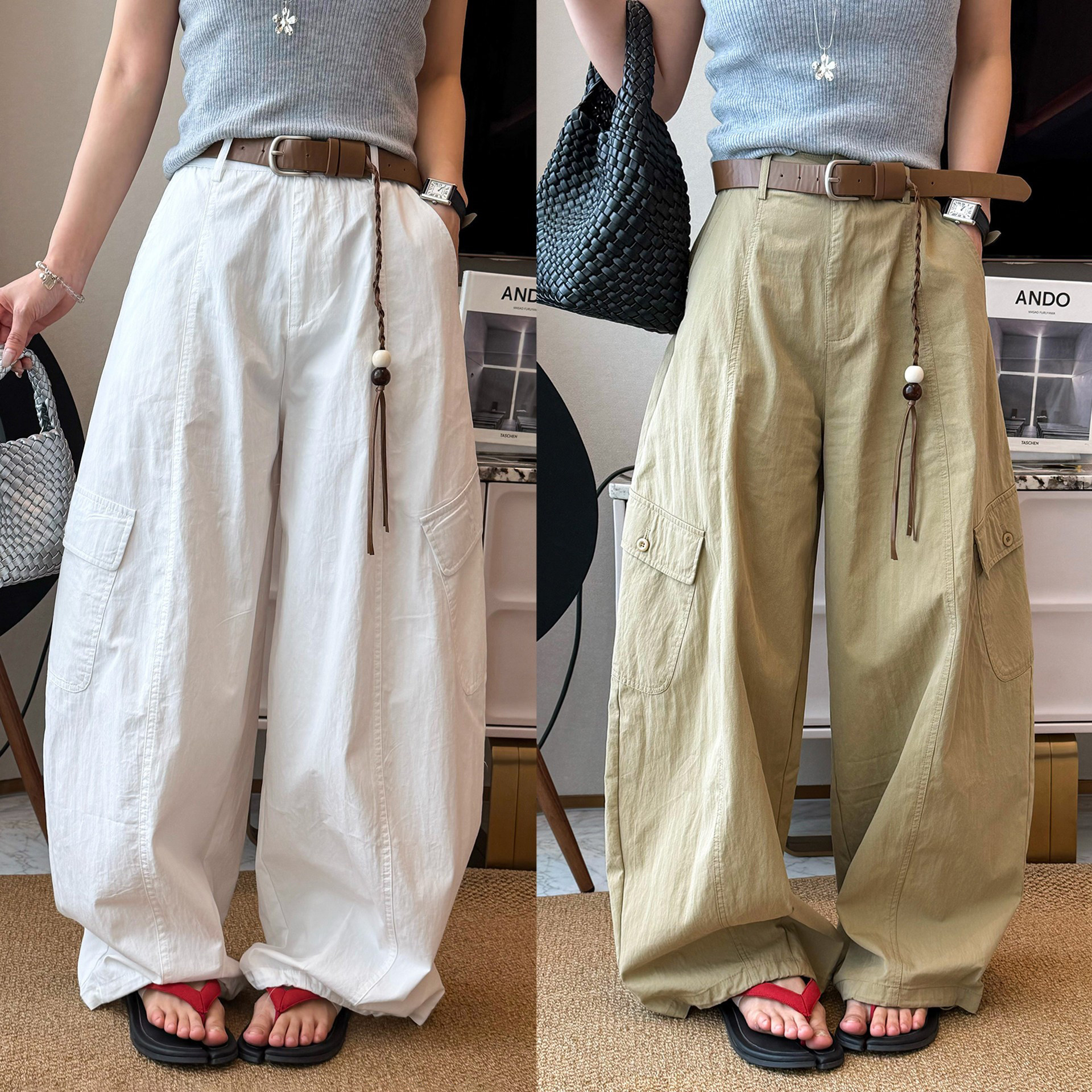 双口袋拖地直筒工装阔腿裤女欧洲站2026春装新款欧货女装休闲裤潮