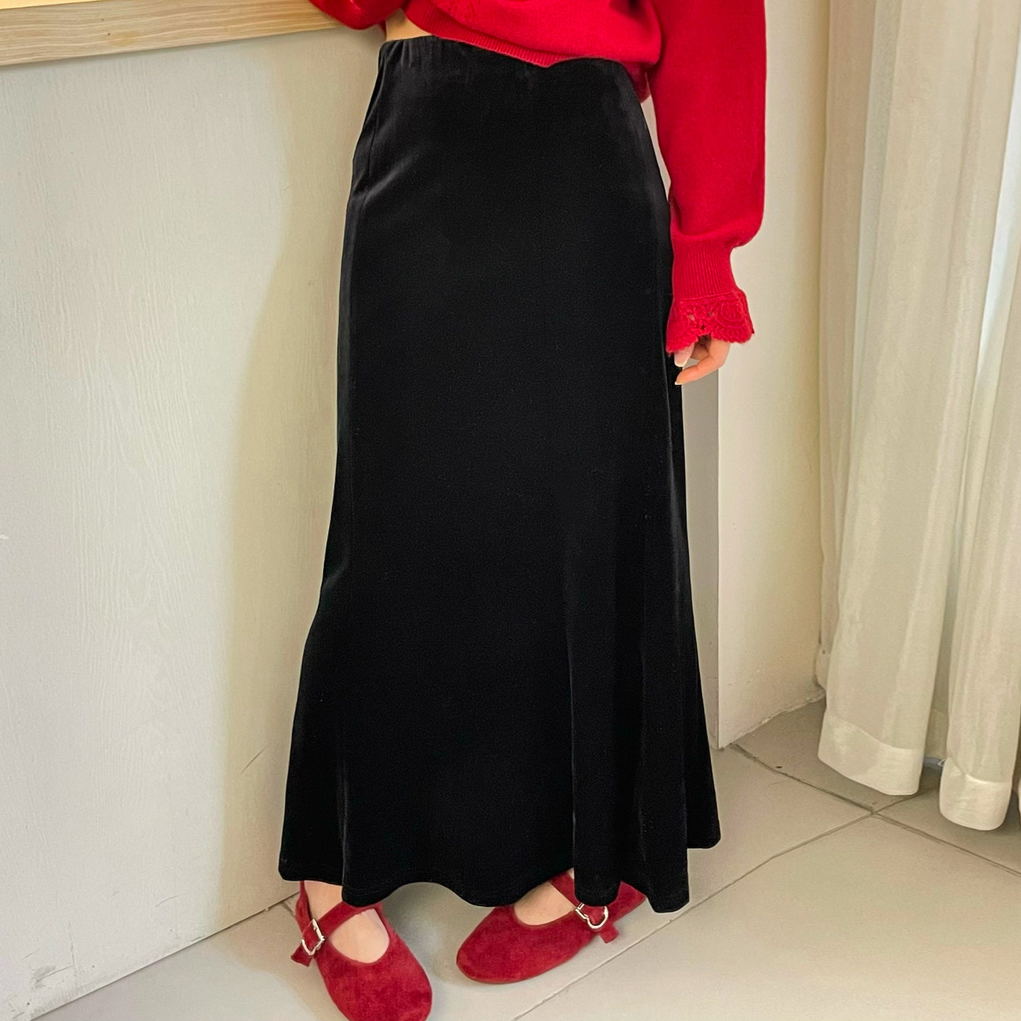 金丝绒A字鱼尾半身裙女欧洲站2025冬装新款欧货女装时尚包臀裙潮,女装/女士精品,半身裙,淘宝优惠券,粉丝福利购,淘宝优惠卷