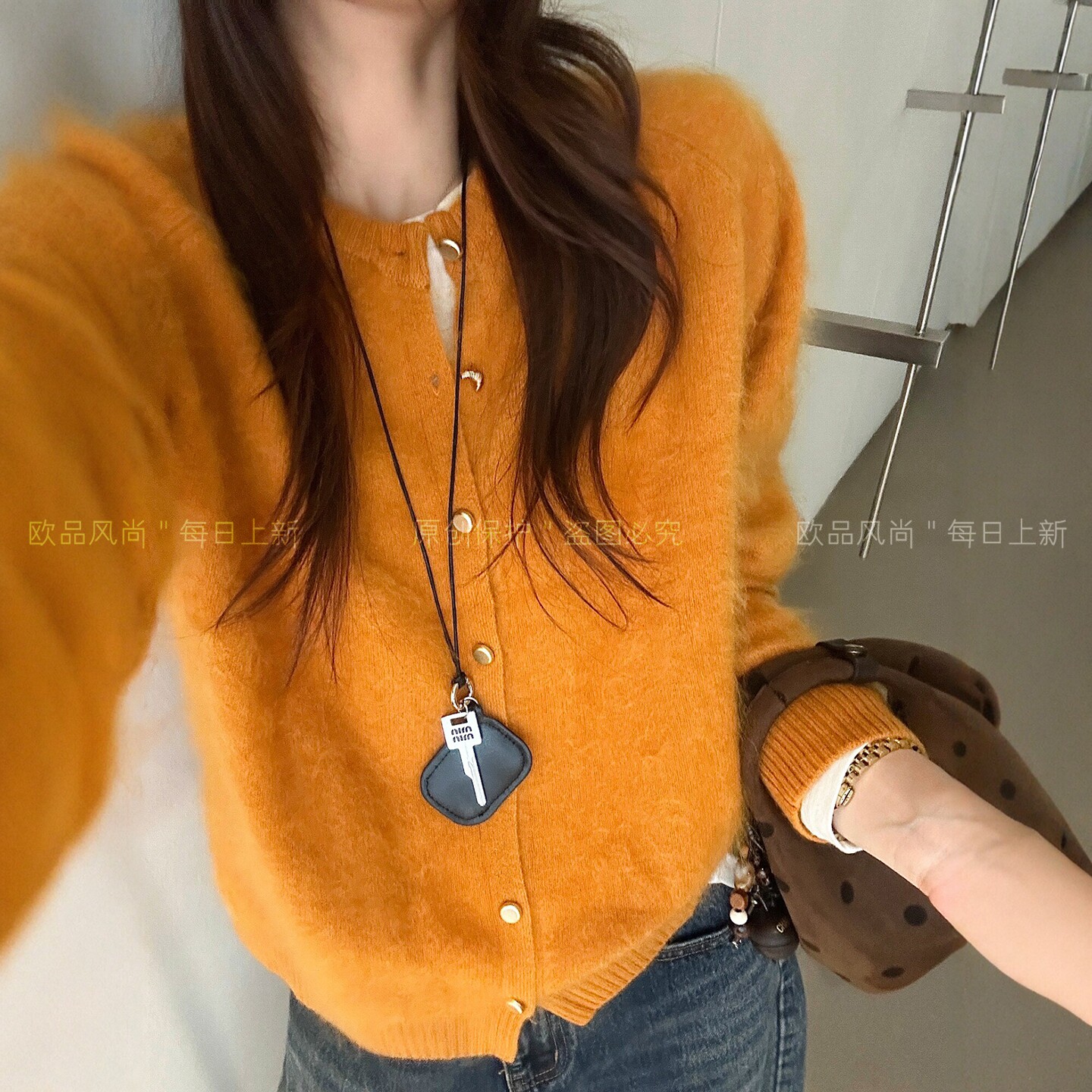 糖果色拉毛羊绒针织开衫女欧洲站