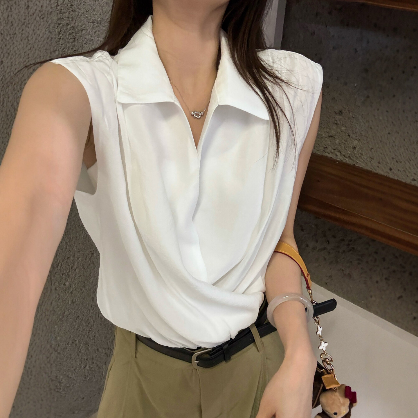 POLO领飞飞袖褶皱衬衫女欧货上衣