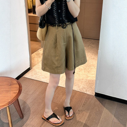 天丝麻料A字四分阔腿短裤女欧洲站2026夏季新款欧货女装休闲裤潮