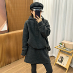 羊毛呢连帽卫衣半身裙两件套套装女欧洲站2025冬装新款欧货女装潮