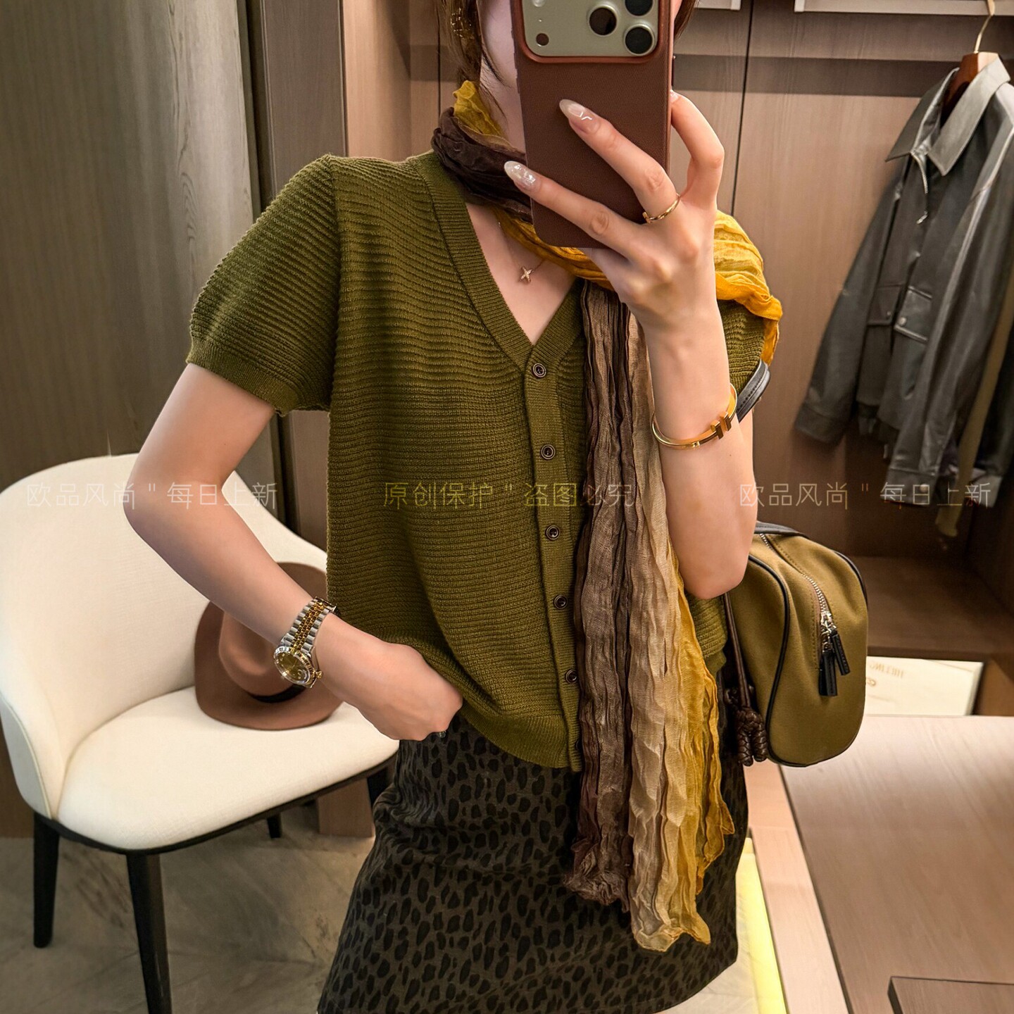 配围巾绵羊毛桑蚕丝针织开衫女装