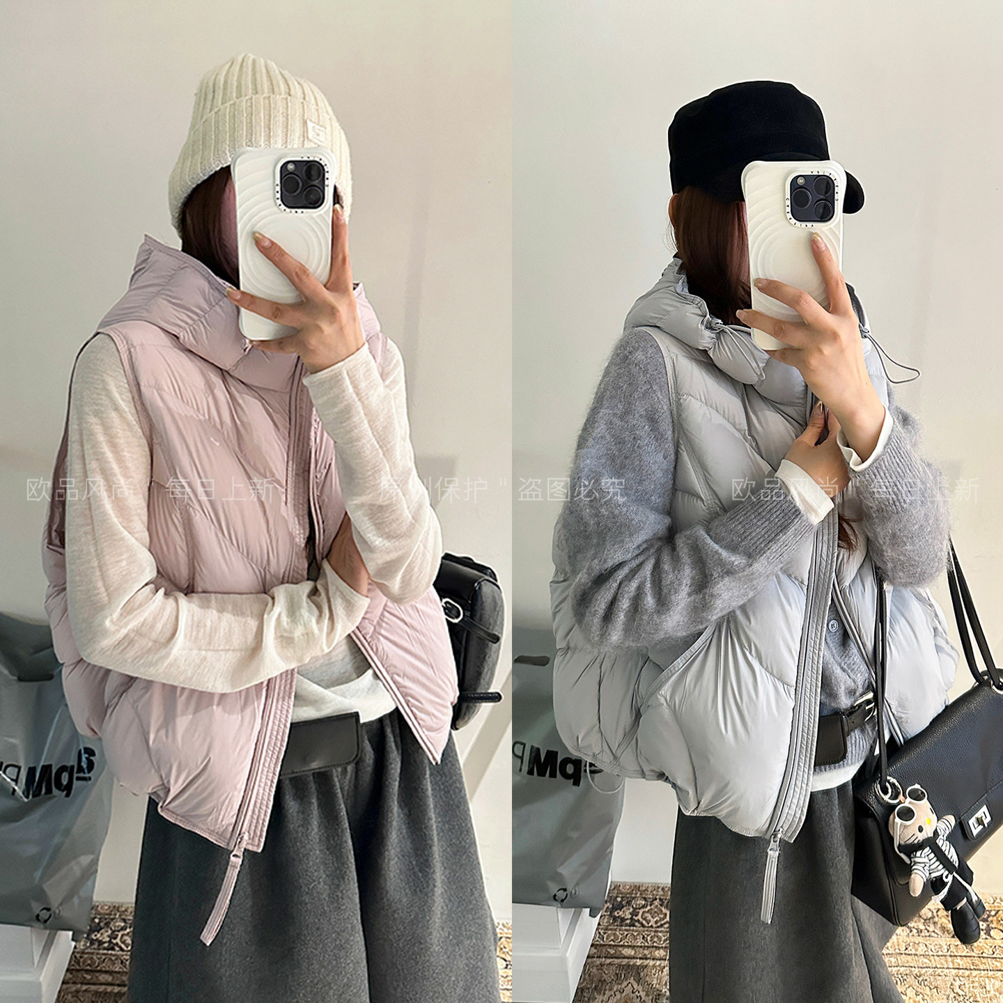90绒连帽羽绒马甲外套女欧洲站2026秋季新款欧货女装短款羽绒服潮