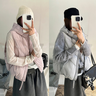 90绒连帽羽绒马甲外套女欧洲站2026秋季新款欧货女装短款羽绒服潮