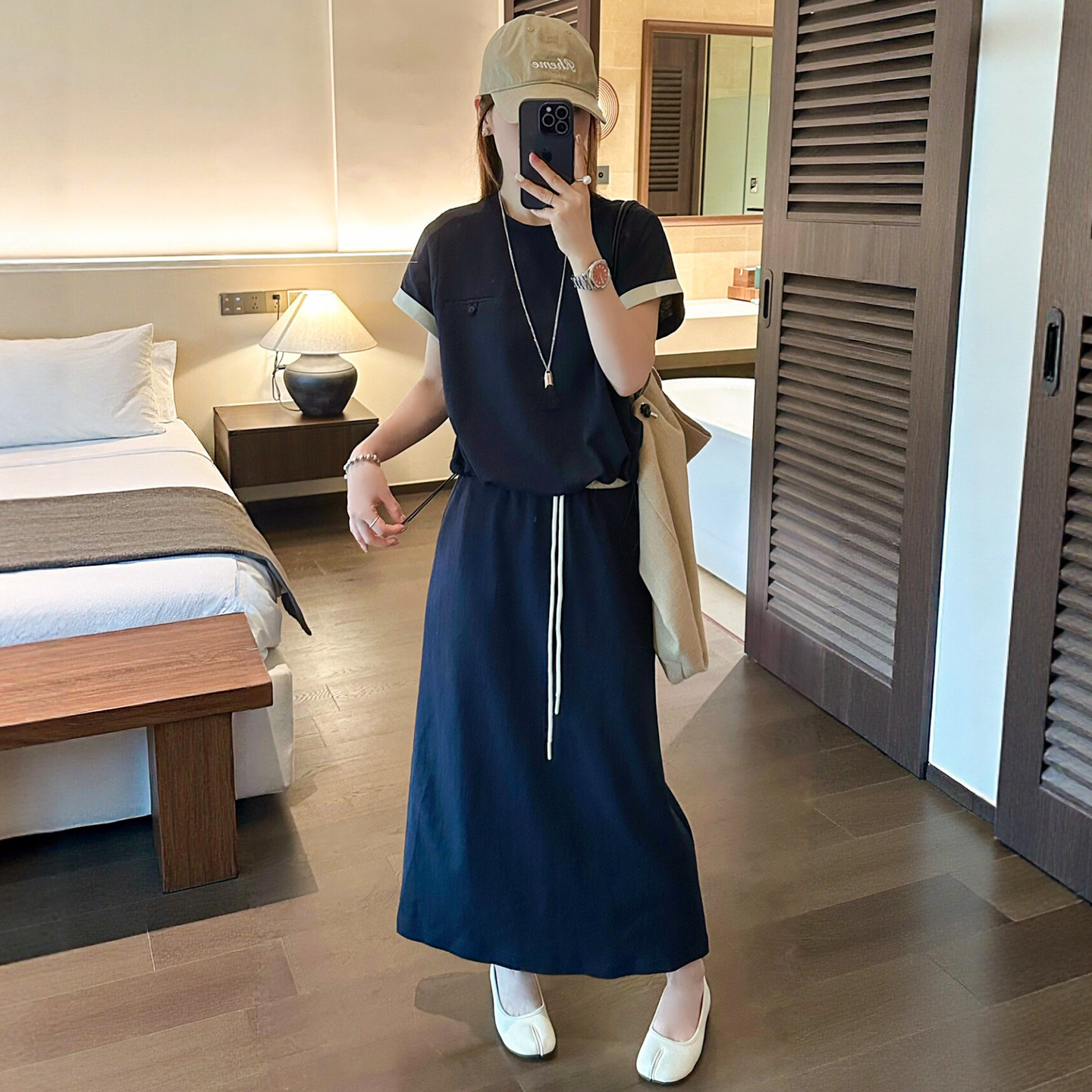 下摆抽绳短袖T恤半身裙两件套装女欧洲站2026夏季新款欧货女装潮