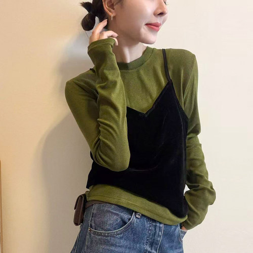 背心面膜T恤两件套上衣女欧洲站