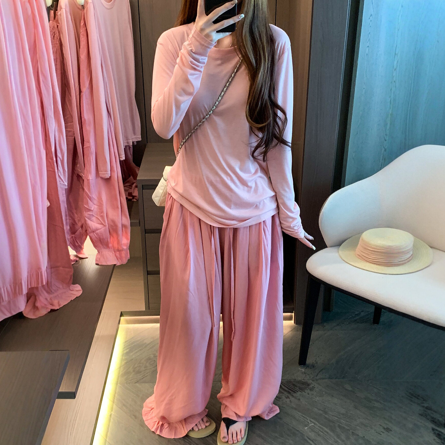 T恤上衣阔腿裤两件套装女欧洲站