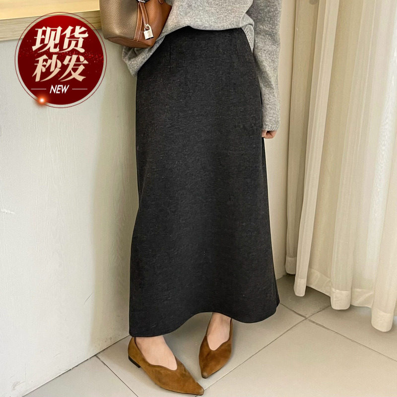 醋酸羊绒毛呢A字半身裙女欧洲站2025冬装新款欧货女装包臀裙子潮