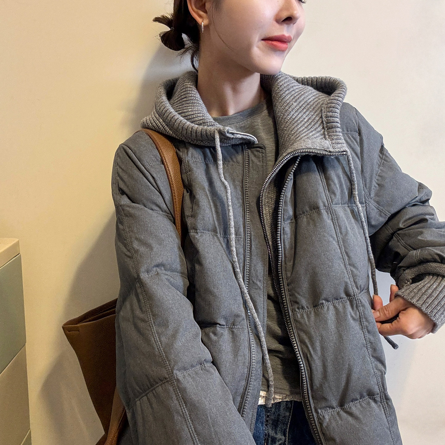 假两件连帽面包羽绒服女欧洲站2025冬装新款欧货女装中长款外套潮,女装/女士精品,羽绒服,淘宝优惠券,粉丝福利购,淘宝优惠卷