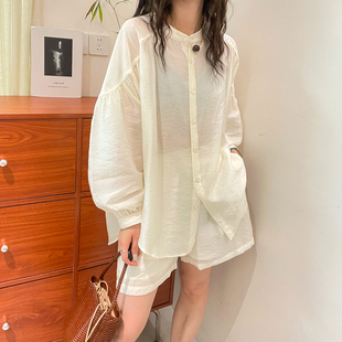 桑蚕丝防晒人丝衬衫短裤两件套装女欧洲站2026夏季新款欧货女装潮