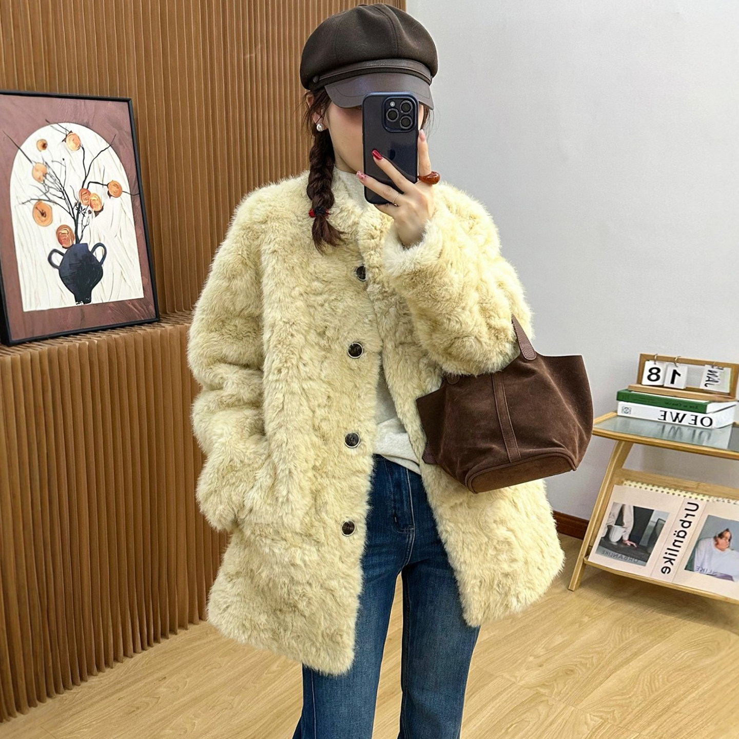 羊羔毛皮毛一体皮草大衣女欧洲站2025冬装新款欧货女装休闲外套潮