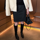 欧货女装 撞色波点网纱A字半身裙女欧洲站2025冬装 新款 包臀短裙潮
