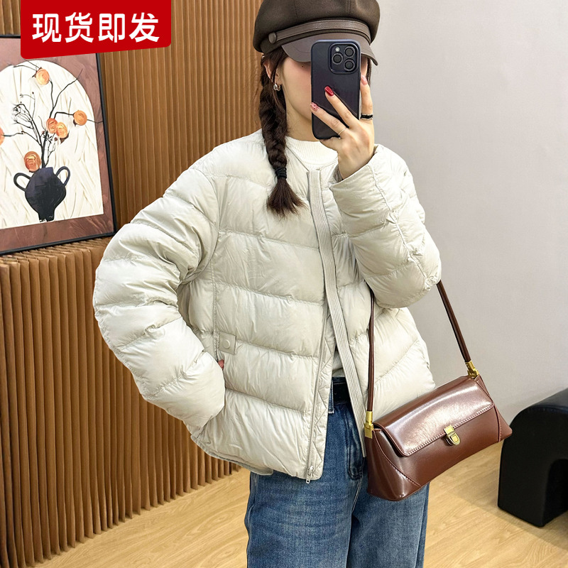 棒球领压格面包羽绒服女欧货外套