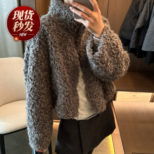 短款 欧货女装 上衣潮 新款 羊卷毛皮毛一体皮草外套女欧洲站2026春装